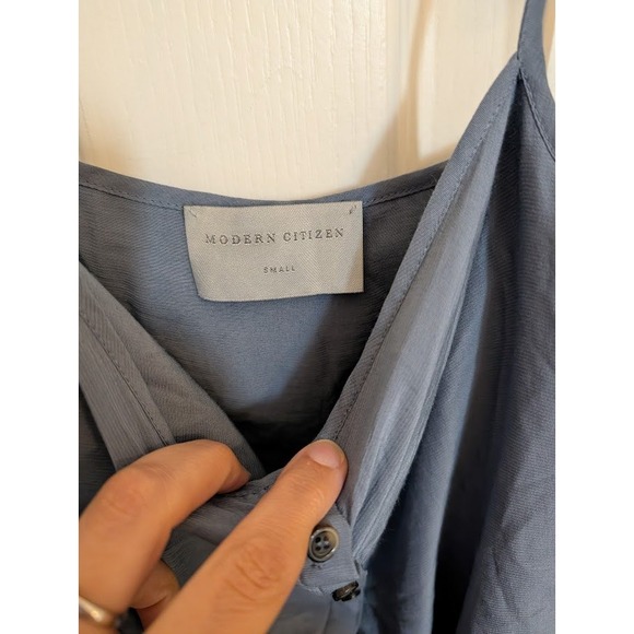 Modern Citizen Blue Button Front Suspender Dress Tie Waist Casual‎ Small - Picture 5 of 11